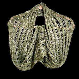 Noelle Green Metallic Infinity Scarf 9" x 64" Lightweight